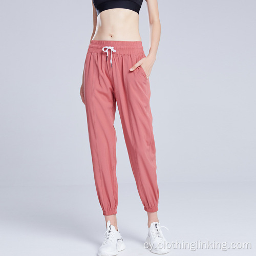 Pants Jogger solet ioga ar gyfer menywod